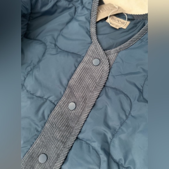 NWT- BERNIE BERNARDO Quilted Corduroy Trim Recycled Fabric Riviera Blue Jacket - Picture 7 of 13